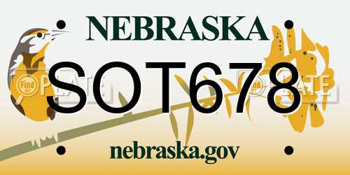 SOT678 Nebraska License Plate