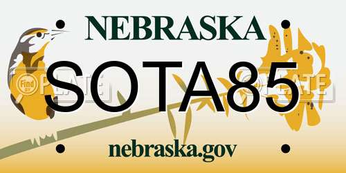 SOTA85 Nebraska License Plate