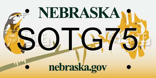 SOTG75 Nebraska License Plate