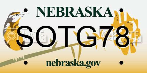 SOTG78 Nebraska License Plate