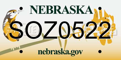 SOZ0522 Nebraska License Plate