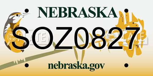 SOZ0827 Nebraska License Plate