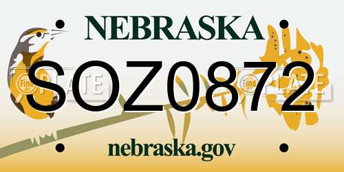 SOZ0872 Nebraska License Plate
