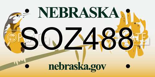 SOZ488 Nebraska License Plate