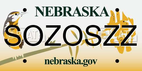SOZOSZZ Nebraska License Plate