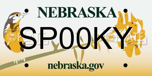 SP00KY Nebraska License Plate