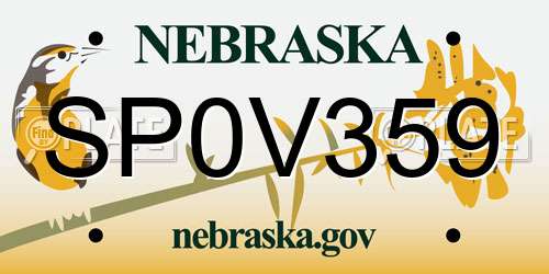 SP0V359 Nebraska License Plate