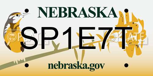 SP1E7T Nebraska License Plate