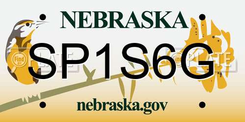 SP1S6G Nebraska License Plate