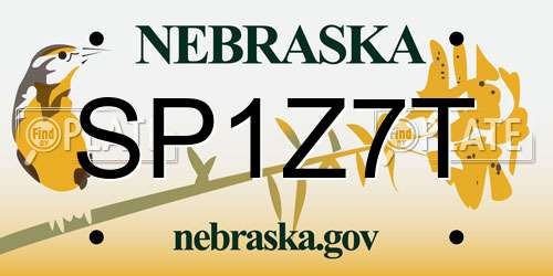 SP1Z7T Nebraska License Plate