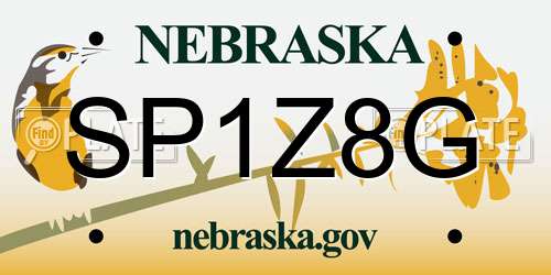 SP1Z8G Nebraska License Plate