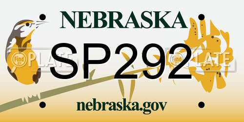 SP292 Nebraska License Plate