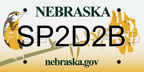 SP2D2B Nebraska License Plate