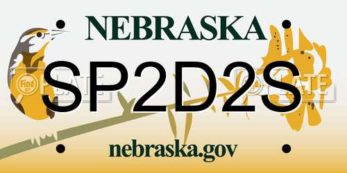 SP2D2S Nebraska License Plate