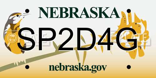 SP2D4G Nebraska License Plate