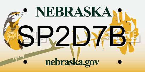 SP2D7B Nebraska License Plate