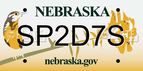 SP2D7S Nebraska License Plate