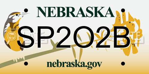 SP2O2B Nebraska License Plate