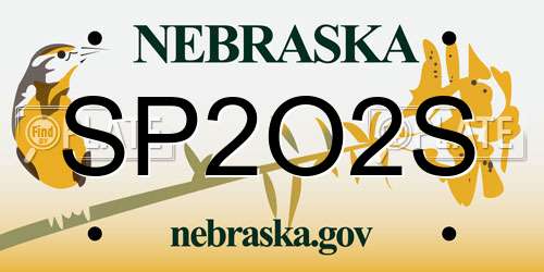 SP2O2S Nebraska License Plate