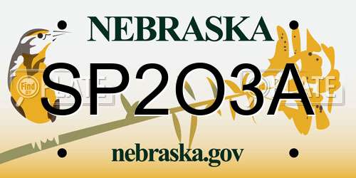 SP2O3A Nebraska License Plate