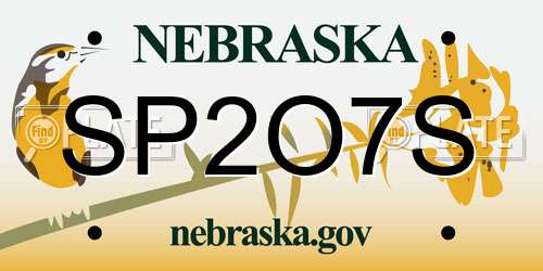 SP2O7S Nebraska License Plate