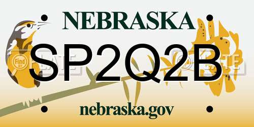 SP2Q2B Nebraska License Plate