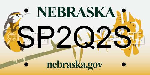 SP2Q2S Nebraska License Plate