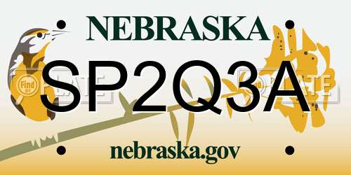 SP2Q3A Nebraska License Plate