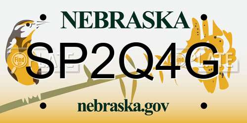 SP2Q4G Nebraska License Plate