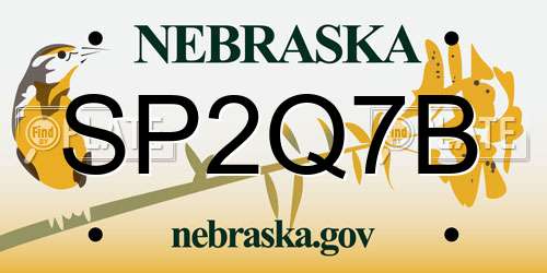 SP2Q7B Nebraska License Plate