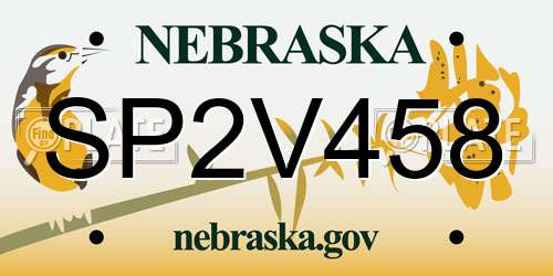 SP2V458 Nebraska License Plate