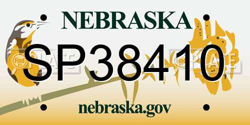 SP38410 Nebraska License Plate