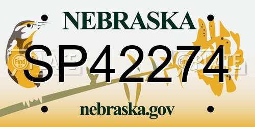 SP42274 Nebraska License Plate