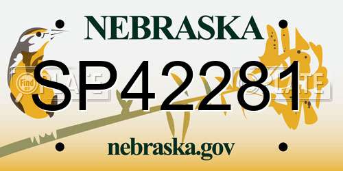 SP42281 Nebraska License Plate