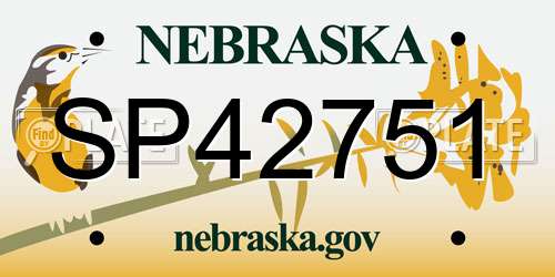 SP42751 Nebraska License Plate