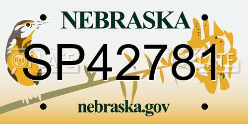 SP42781 Nebraska License Plate