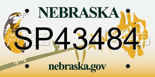 SP43484 Nebraska License Plate