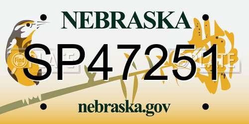 SP47251 Nebraska License Plate