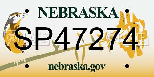 SP47274 Nebraska License Plate