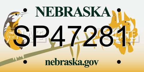 SP47281 Nebraska License Plate