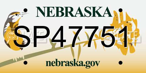 SP47751 Nebraska License Plate