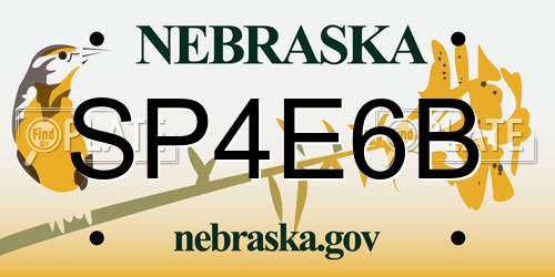 SP4E6B Nebraska License Plate