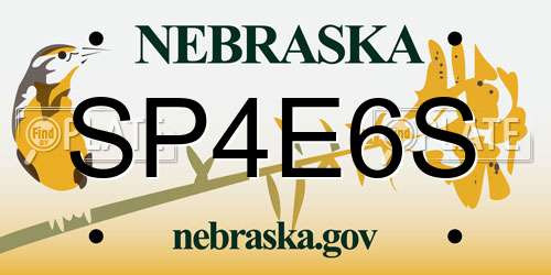 SP4E6S Nebraska License Plate