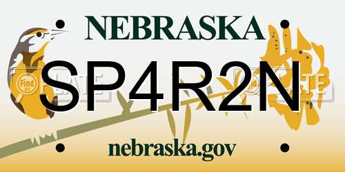 SP4R2N Nebraska License Plate
