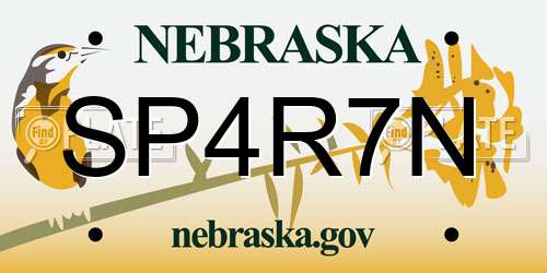 SP4R7N Nebraska License Plate