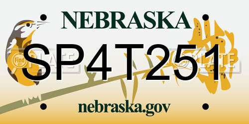 SP4T251 Nebraska License Plate