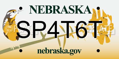 SP4T6T Nebraska License Plate