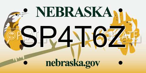 SP4T6Z Nebraska License Plate
