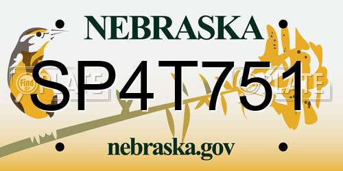 SP4T751 Nebraska License Plate