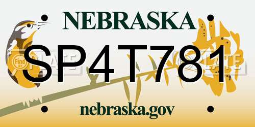 SP4T781 Nebraska License Plate